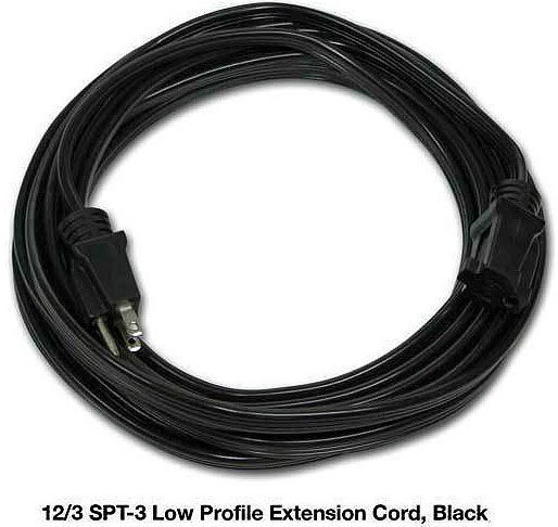 12/3 SPT-3 Flat Black Extension Cords